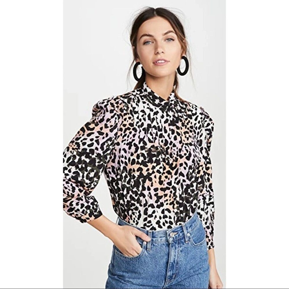 Veronica Beard Size 2 Lety Leopard-print Silk-blend Crepe De Chine Top In Lilac